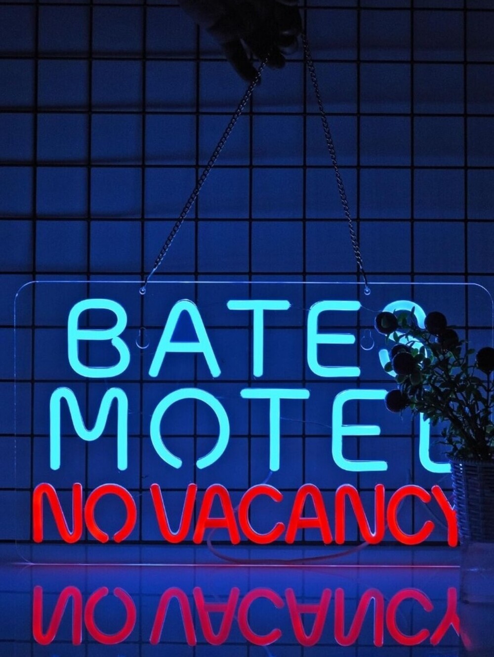 Neon 'No Vacancy' Motel Sign - Blue & Red